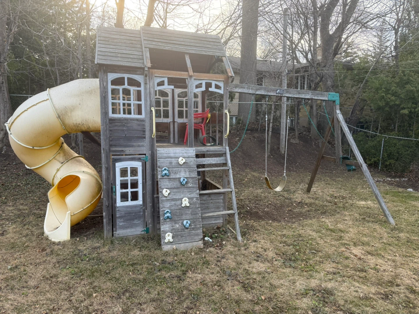 Wooden Backyard Playground with Slide and Swings - photo 4