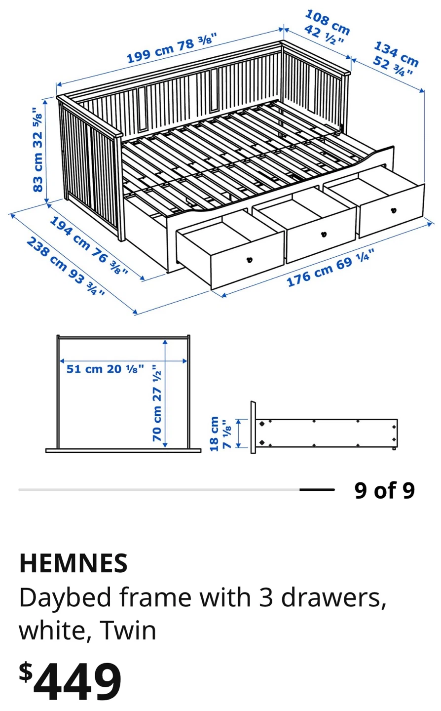IKEA HEMNES White Twin Daybed Frame with 3 Drawers - photo 5