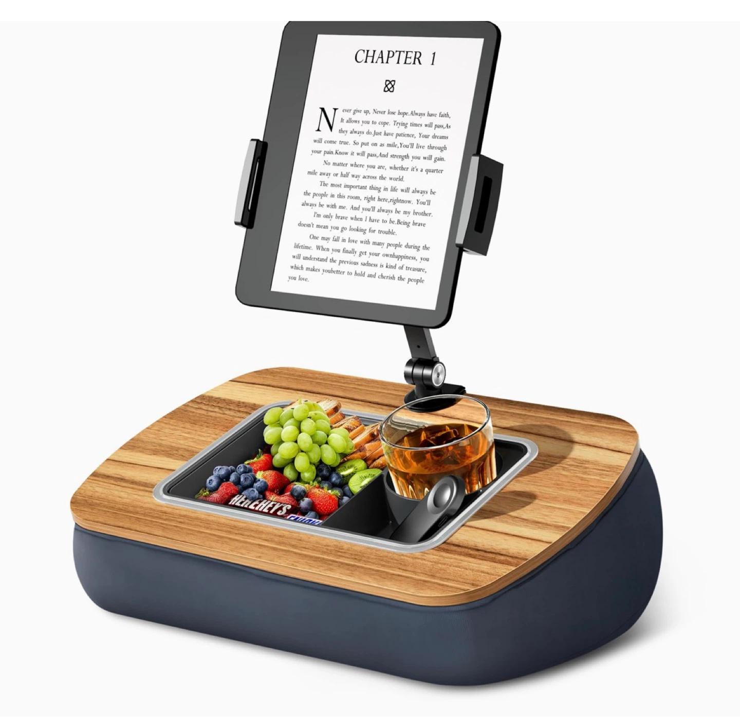 Bedside Tray with Tablet Holder and Cup Holder