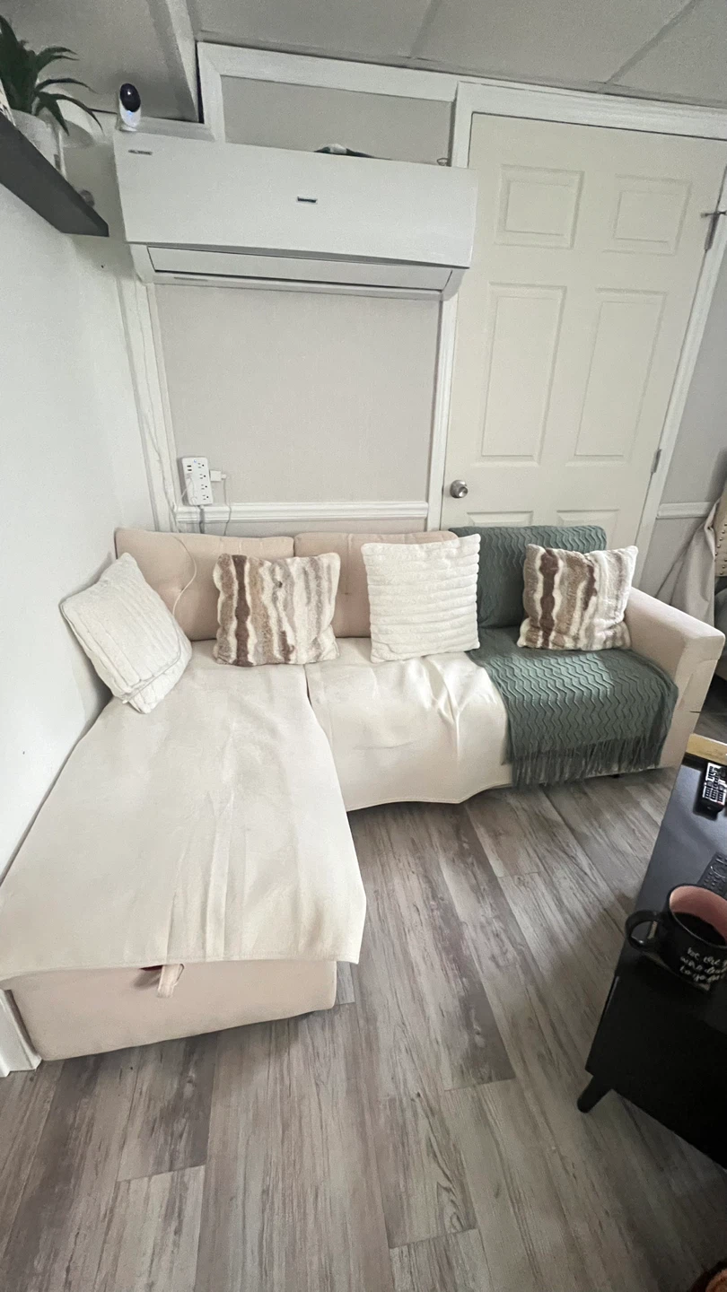 Cream Sectional Sofa with Storage - photo 2