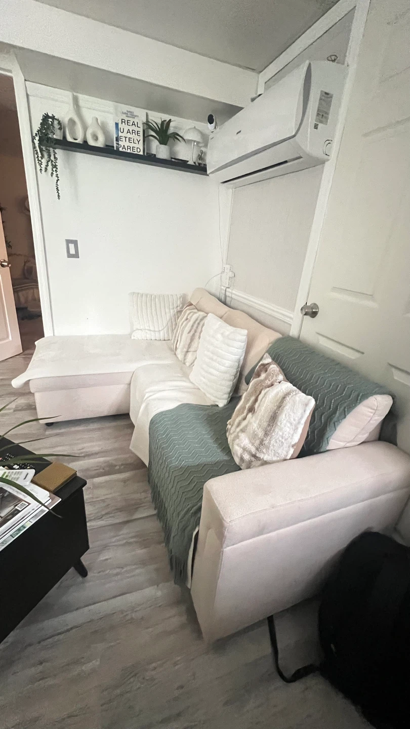 Cream Sectional Sofa with Storage