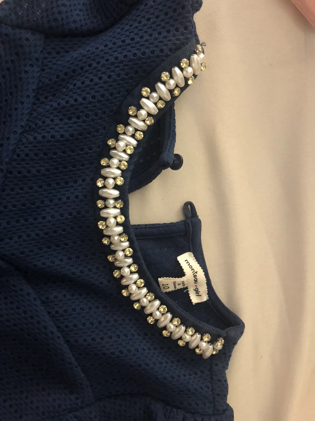 Montage Girl Navy Embellished Dress - photo 2