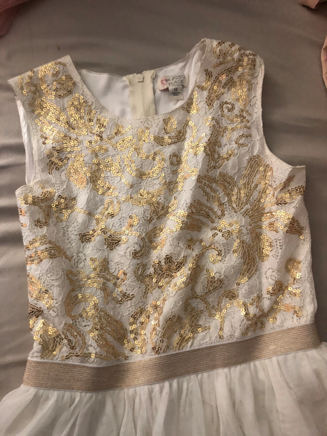 The Children's Place White & Gold Sequin Dress - Size 10 - photo 2