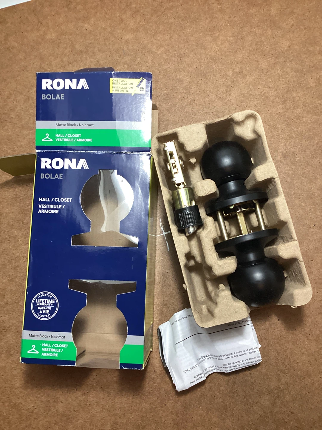 RONA BOLAE Matte Black Hall/Closet Door Knob - photo 3