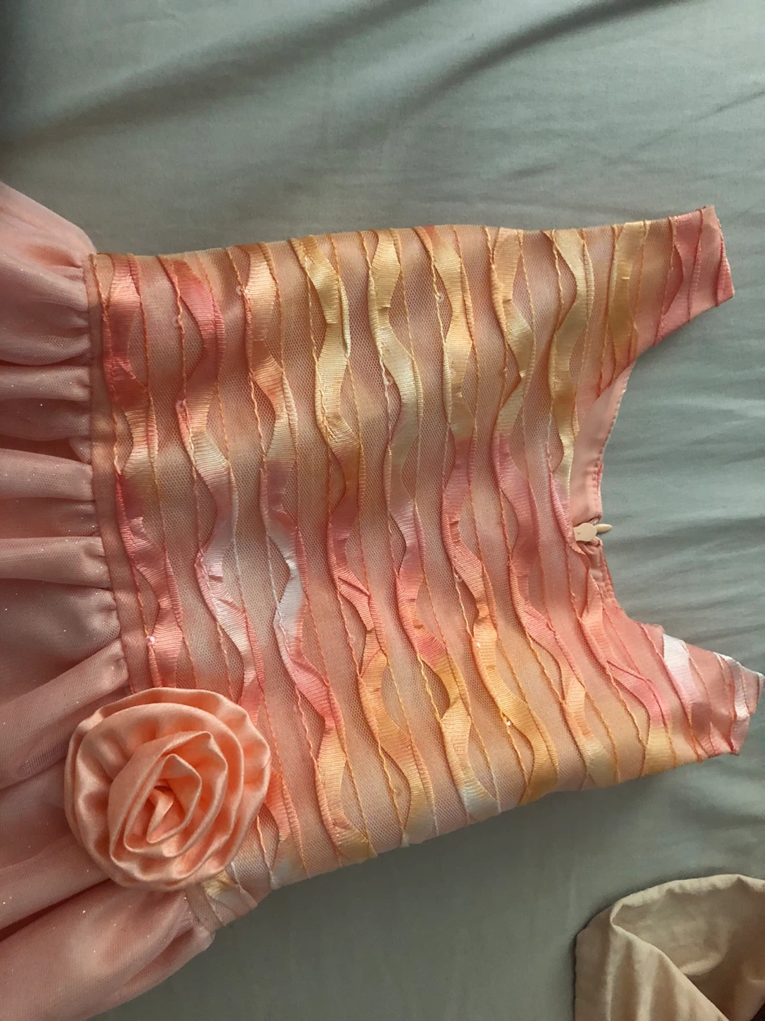 Girls Pink & Orange Sparkly Tulle Dress with Flower Accent - photo 2