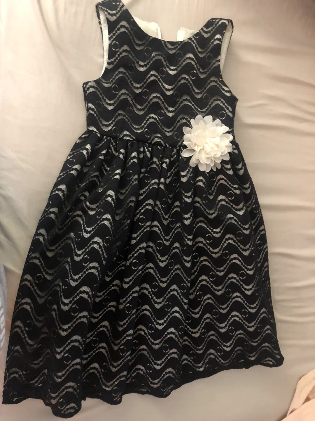 Mia Juliana Black Lace Dress with Flower Detail