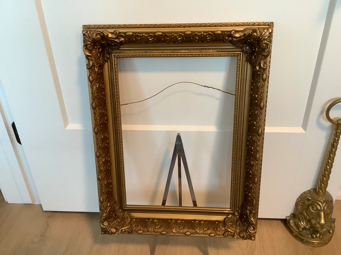 Antique/Vt Gold Coloured Gilded Wood Frame w Embossed Motifs