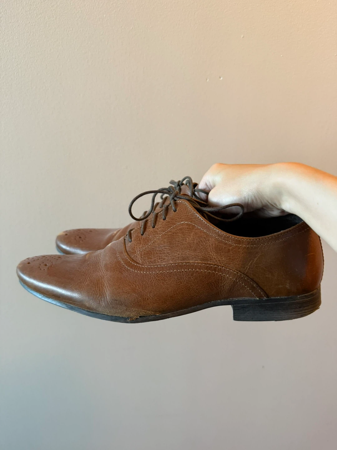 Topman Brown Leather Oxford Shoes - photo 4