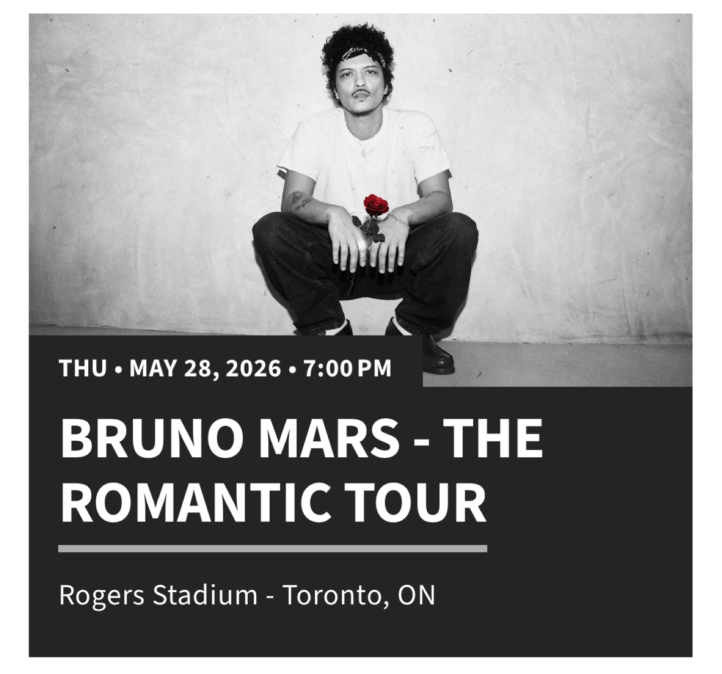 Bruno Mars The Romantic Tour Ticket - May 28, 2026