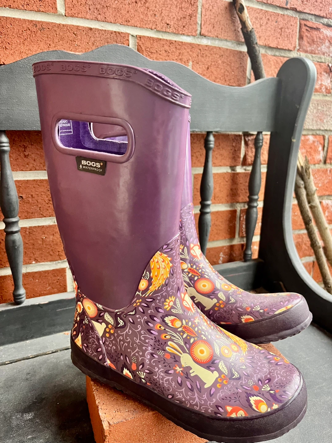 Bogs Purple Floral Waterproof Boots - Kids Size 6 - photo 2