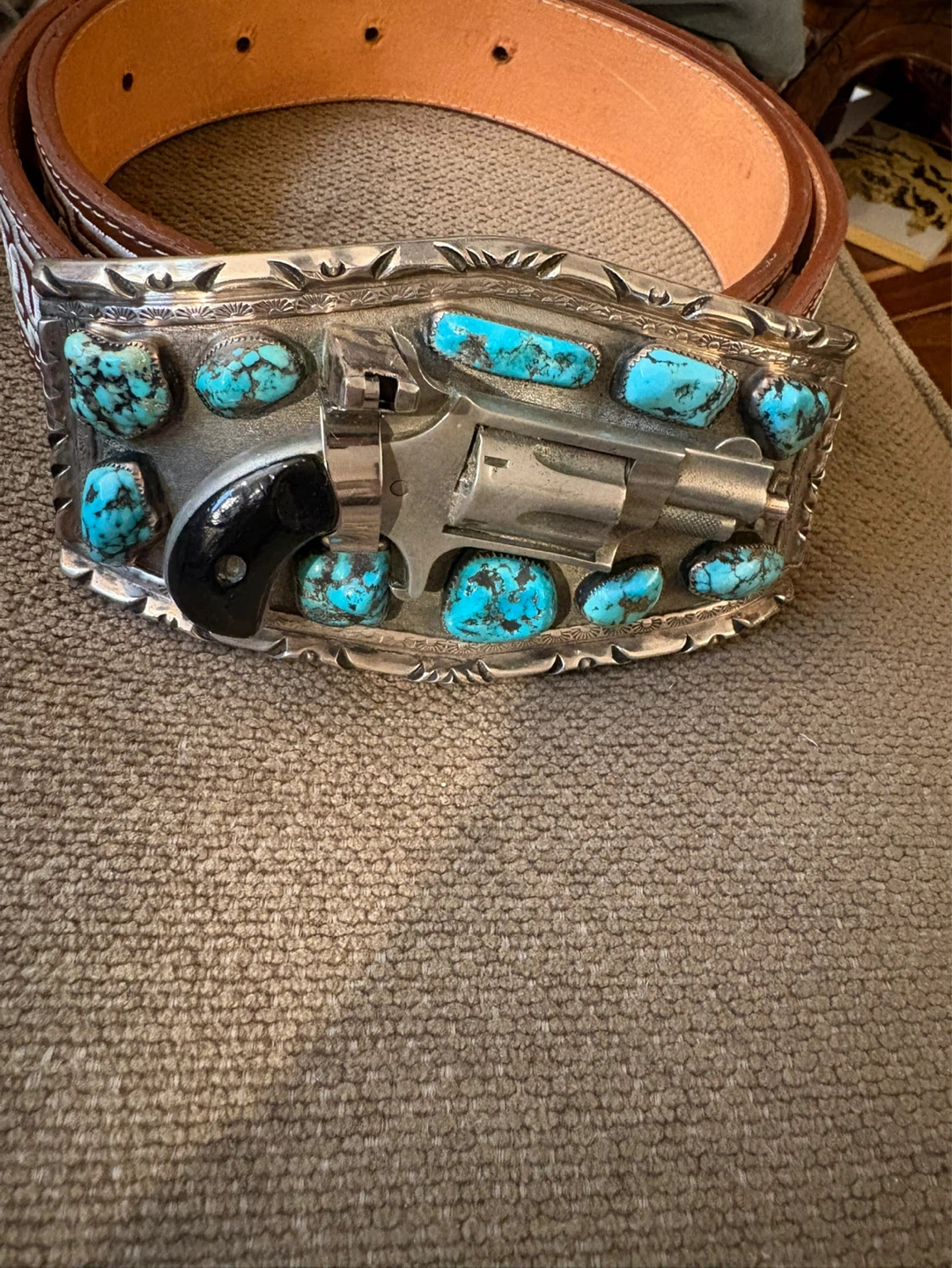 Custom "The Badger" silver& Turquoise
