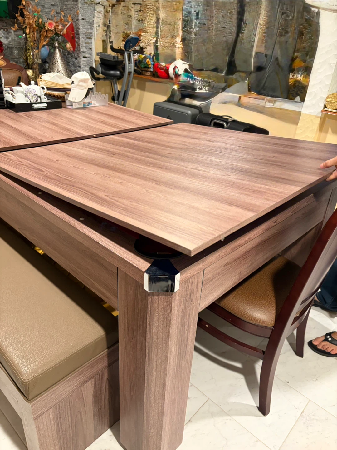 3 in 2 Convertible Dining Pool Table with Benches - photo 4