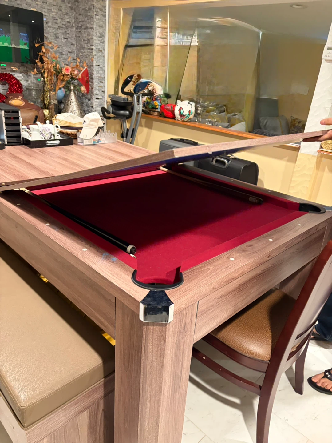3 in 2 Convertible Dining Pool Table with Benches - photo 5