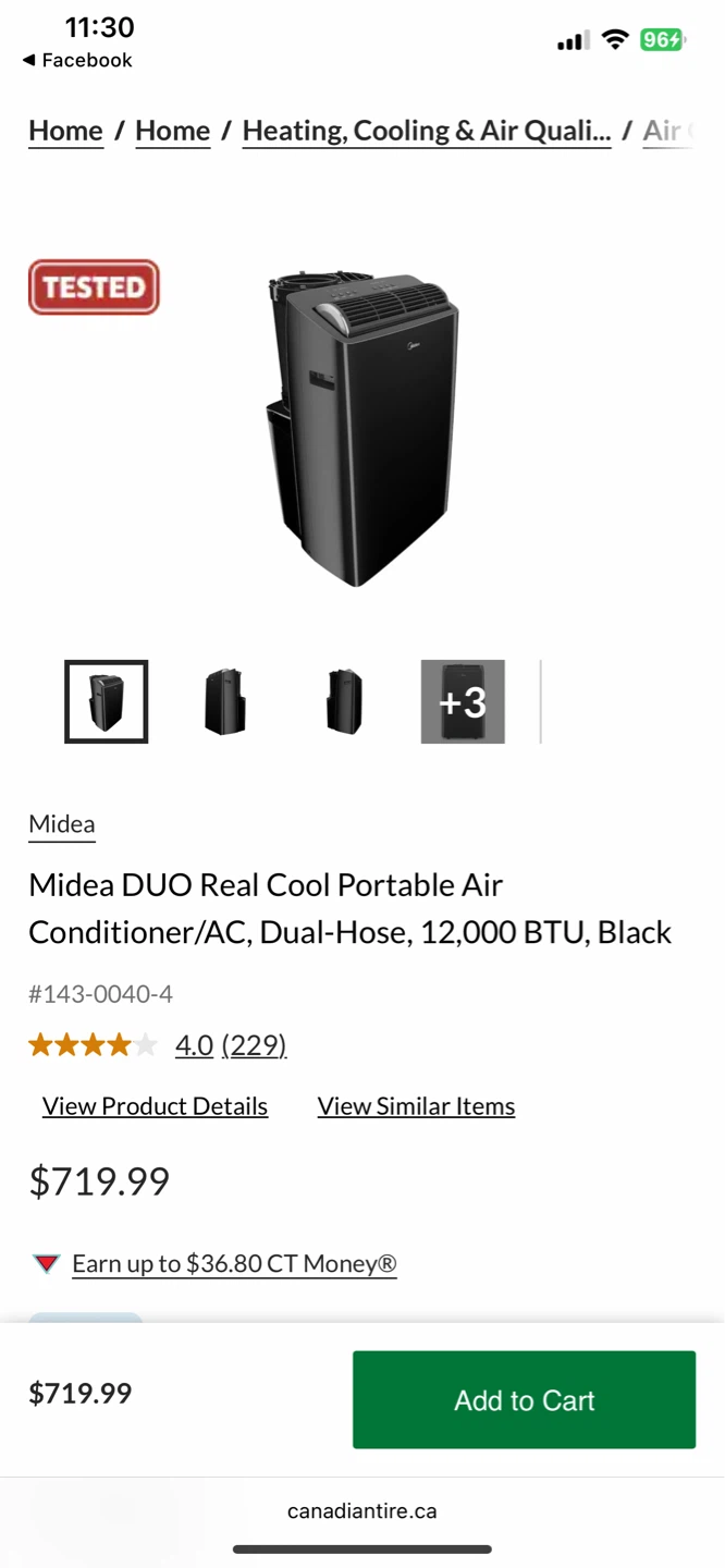 Midea MP12SVRBA3RC M Portable Air Conditioner