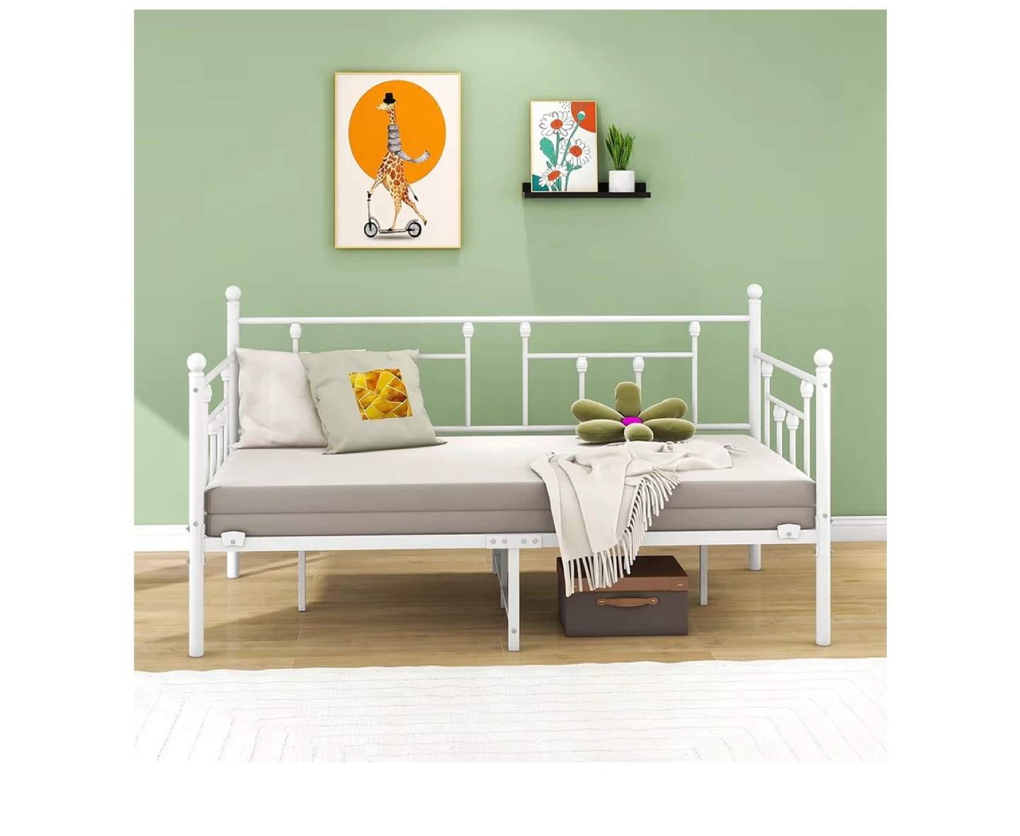 White Metal Daybed Frame Twin Size