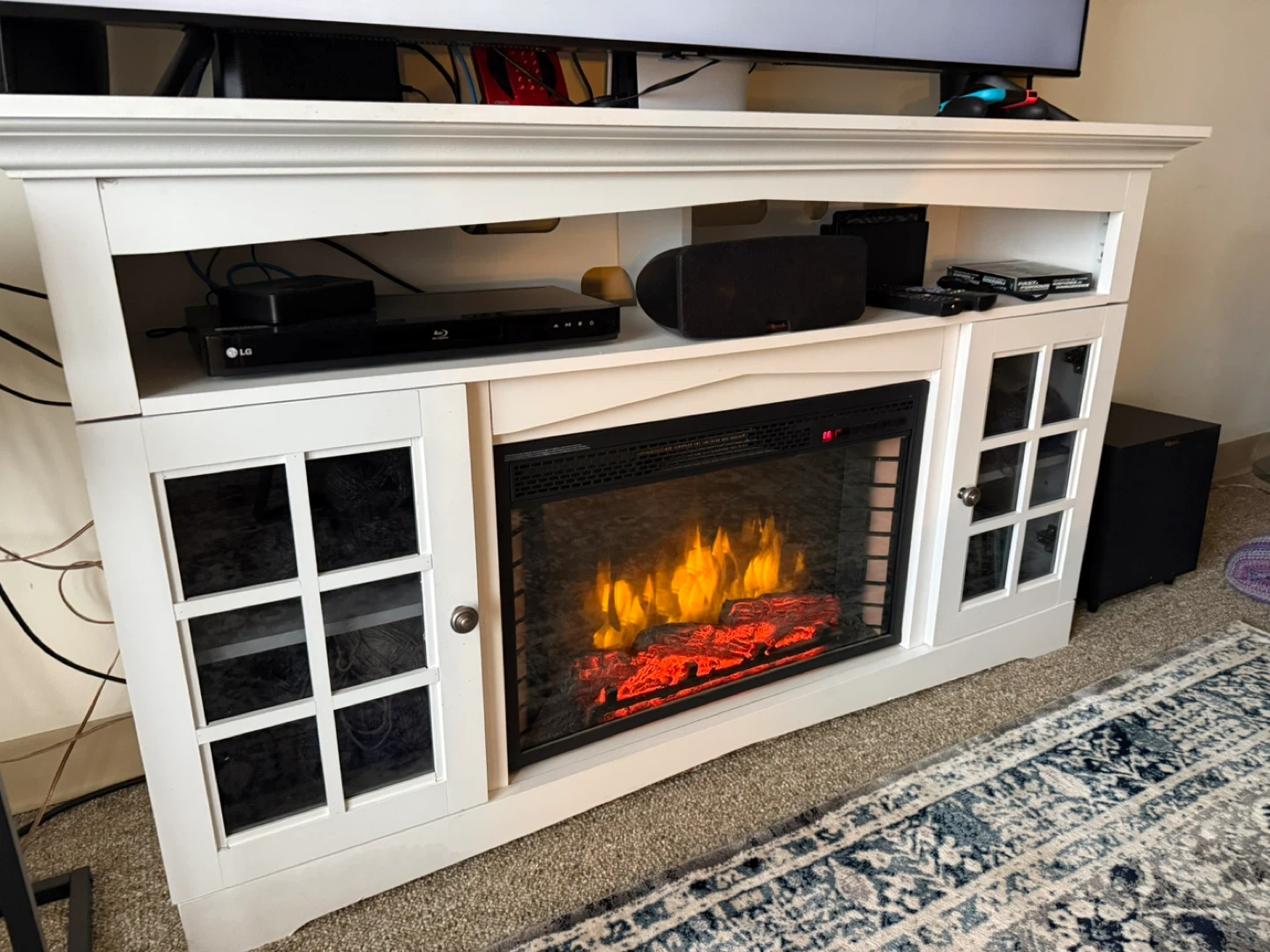 White Electric Fireplace TV Stand - photo 2