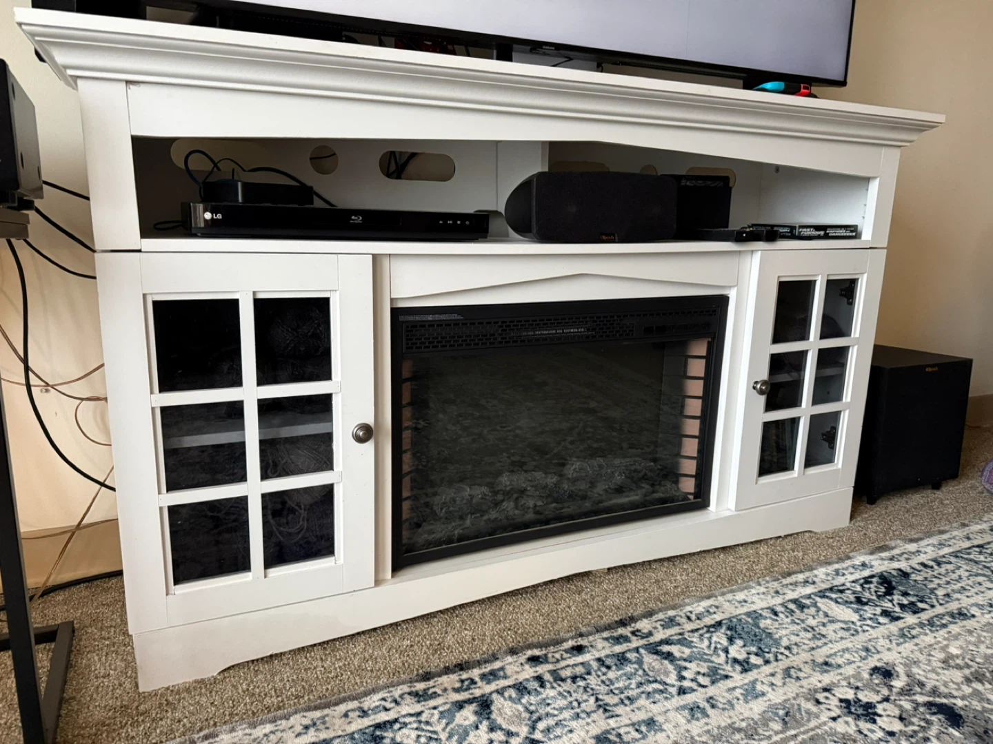 White Electric Fireplace TV Stand