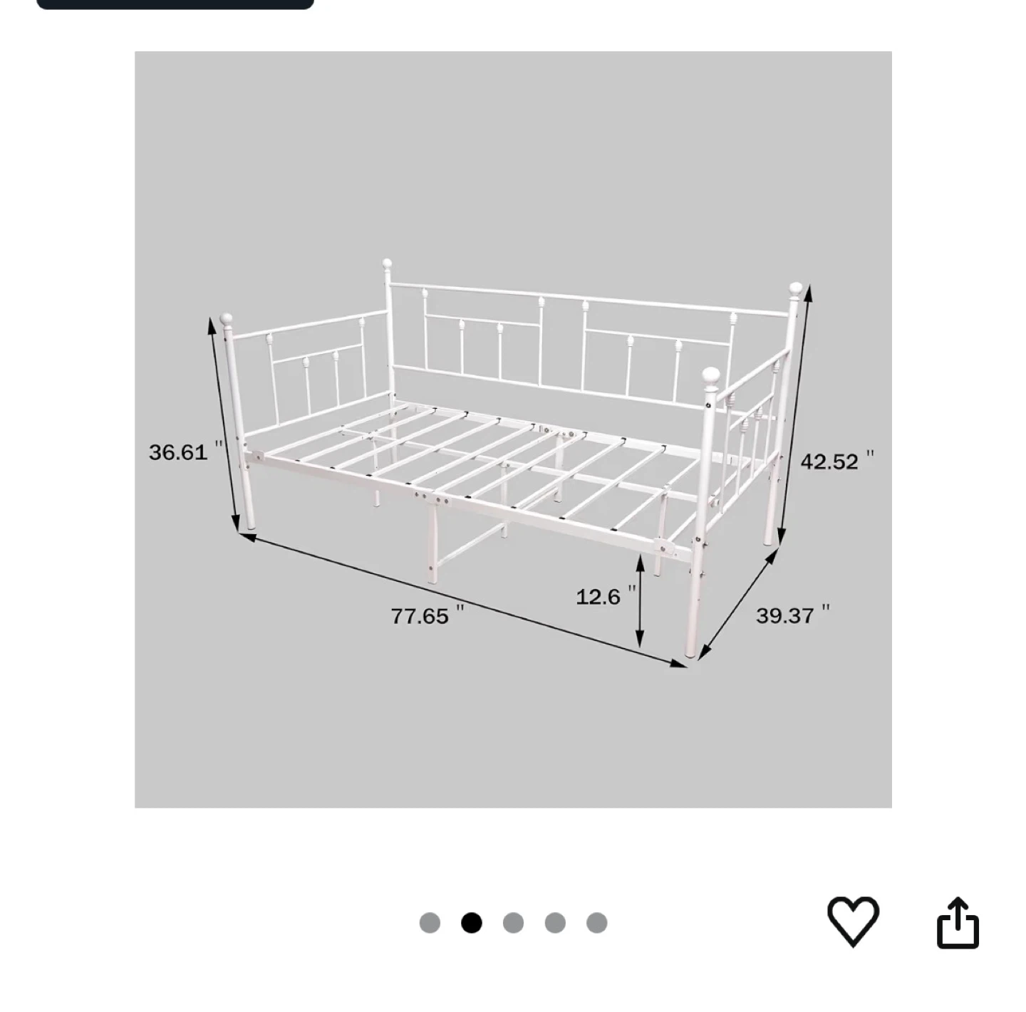 White Metal Daybed Frame with Mattress