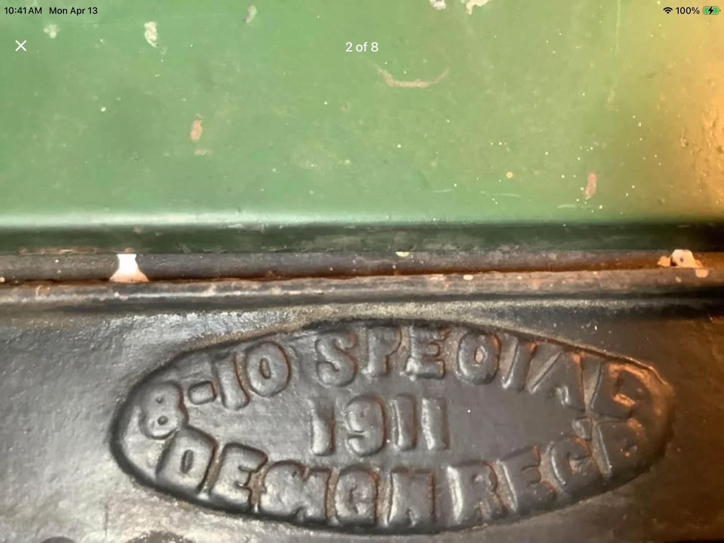 Salvaged 1911 8”x10”Cast Iron Wall Heating Grate/Vent - photo 2