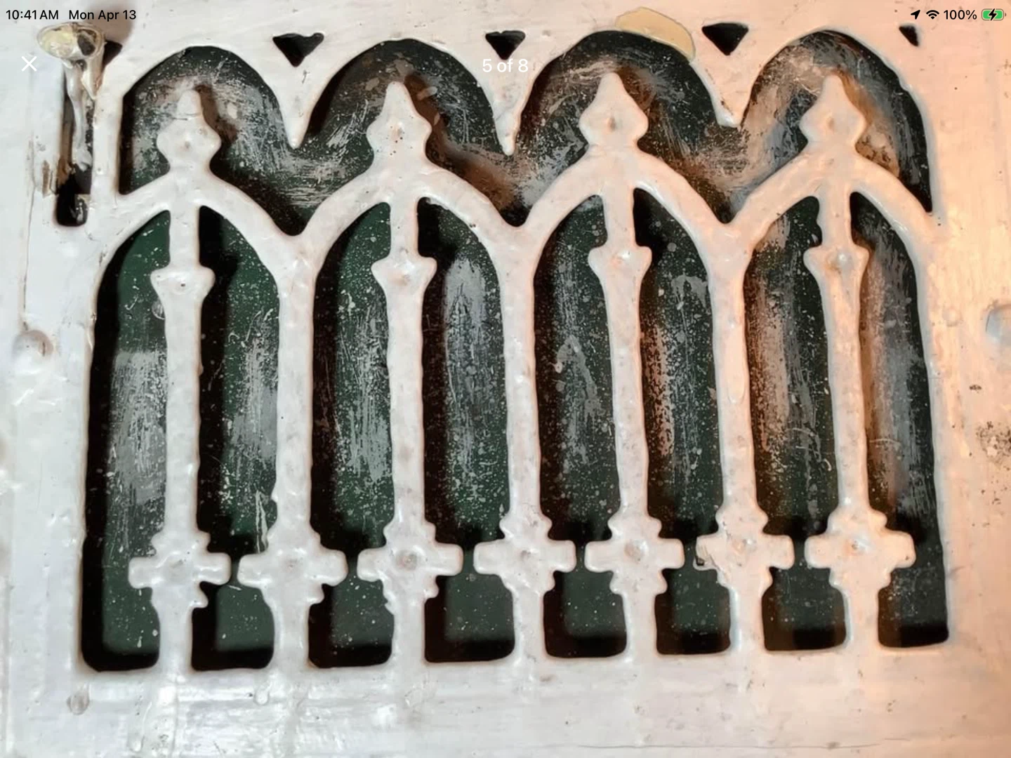Salvaged 1911 8”x10”Cast Iron Wall Heating Grate/Vent - photo 5