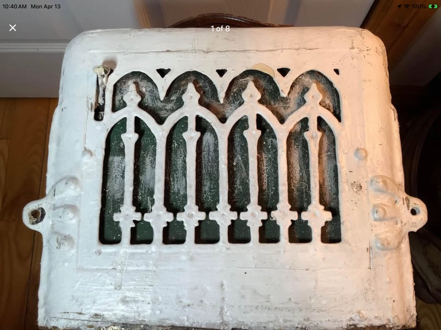 Salvaged 1911 8”x10”Cast Iron Wall Heating Grate/Vent - photo 4