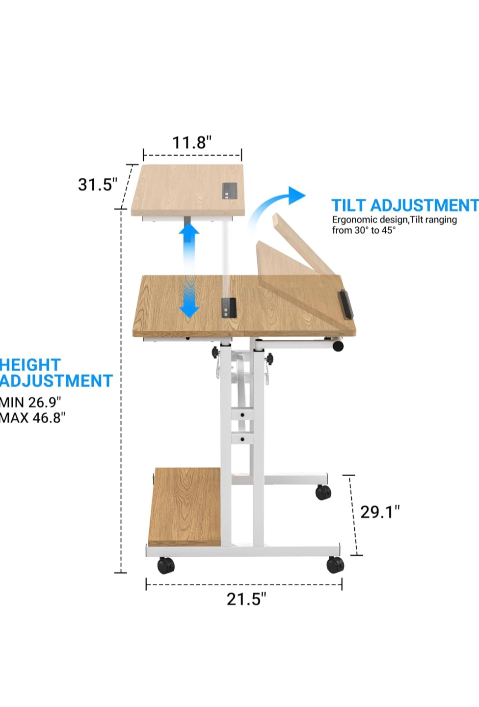 Adjustable Standing Desk with Top Shelf - photo 5