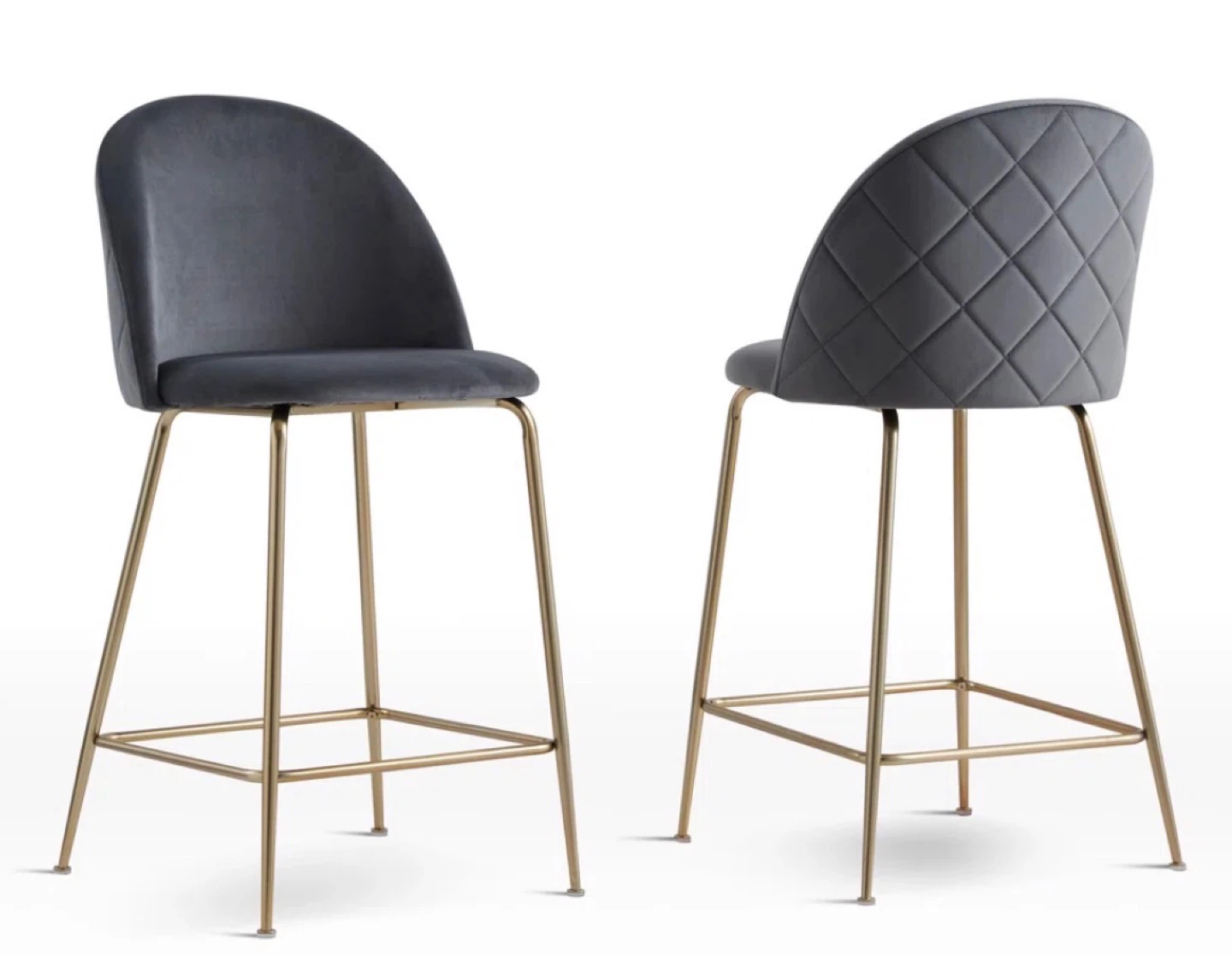 Everly Quinn Loxton Upholstered Counter Stool (Set of 2) - Grey