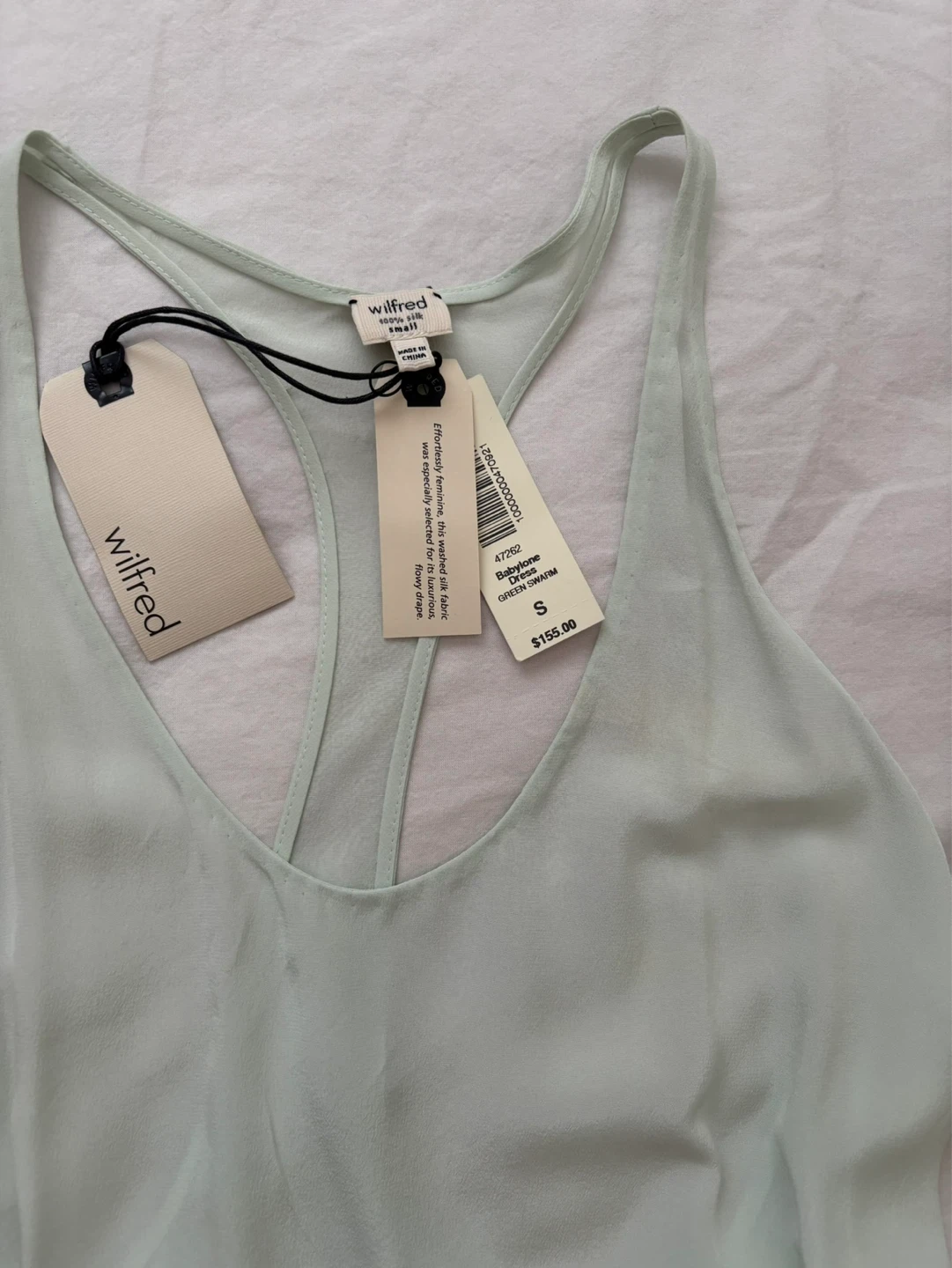 Aritzia Wilfred Babytone 100% Silk Dress - Green Ombre - Size S - photo 2