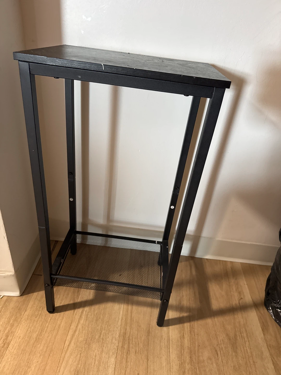 Black Metal and Wood Side Table with Shelf 🌳