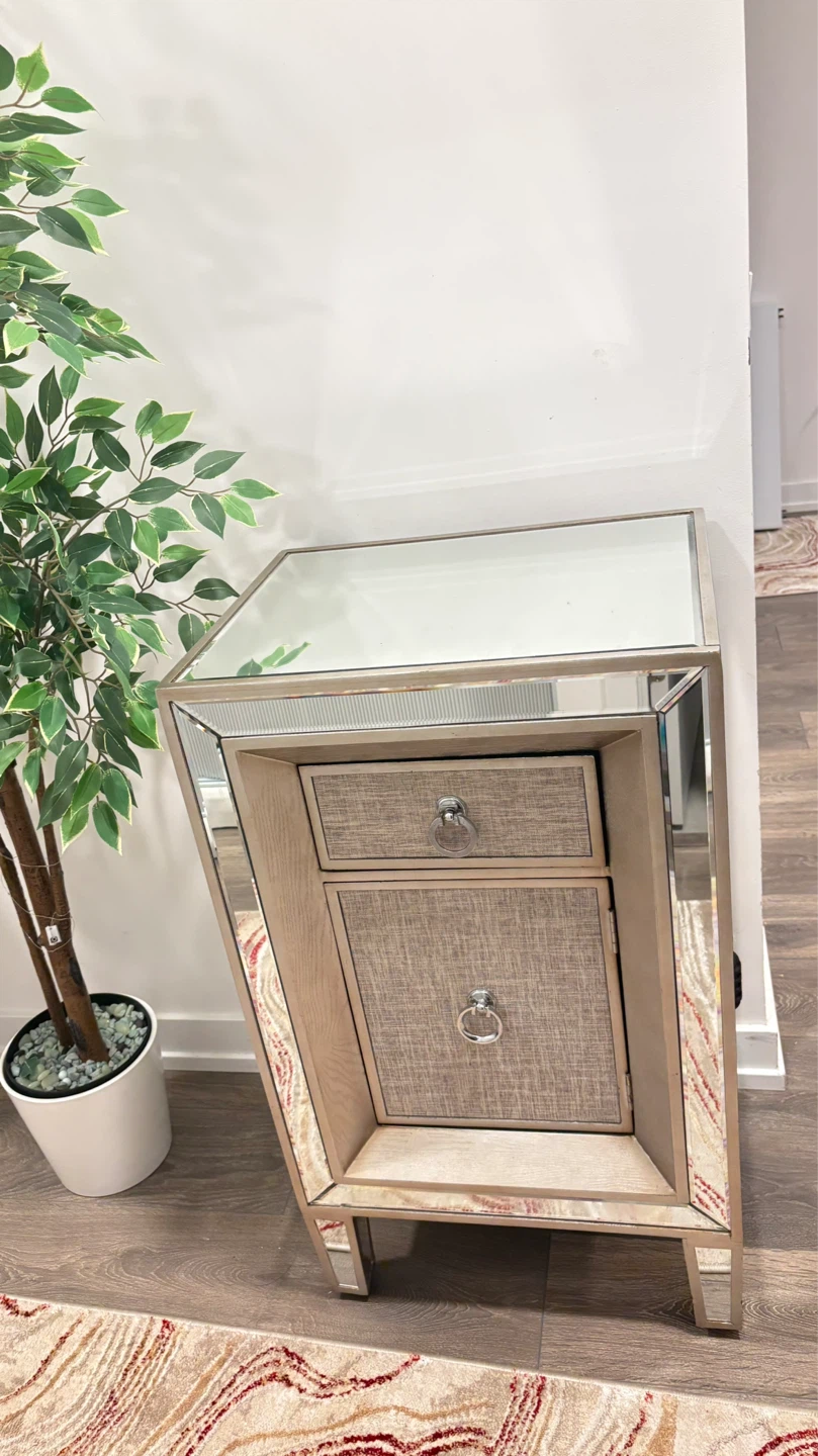 Mirrored Accent Table with 2 Drawers