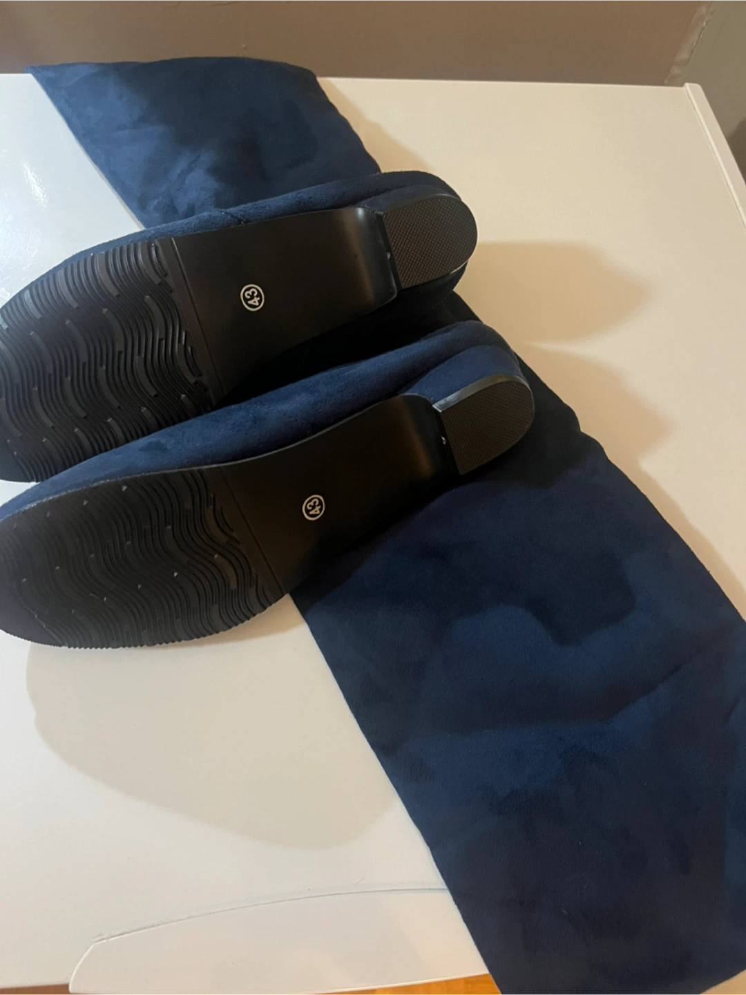 Navy Blue Suede Over-the-Knee Boots - photo 3