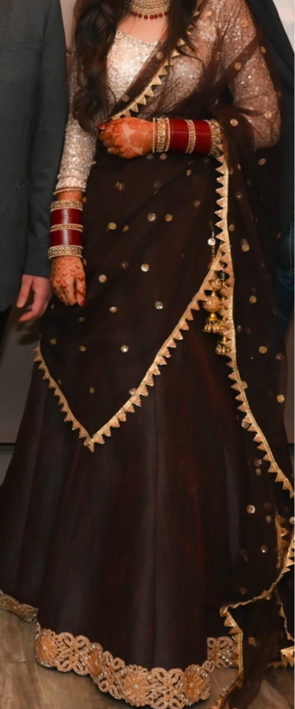 Designer Sequin Top and Brown Skirt - photo 2