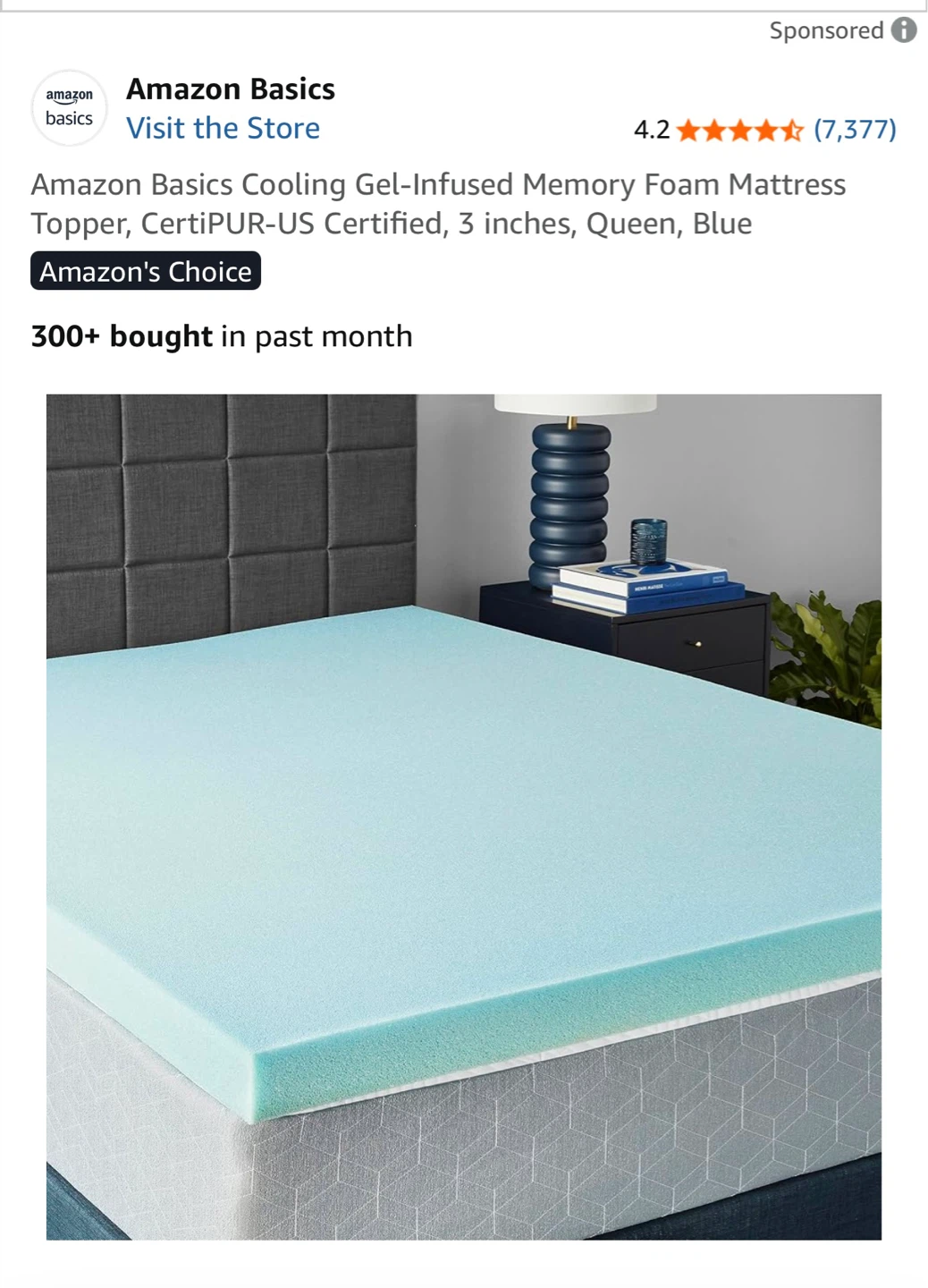 Cooling Gel Memory Foam Mattress Topper - photo 3