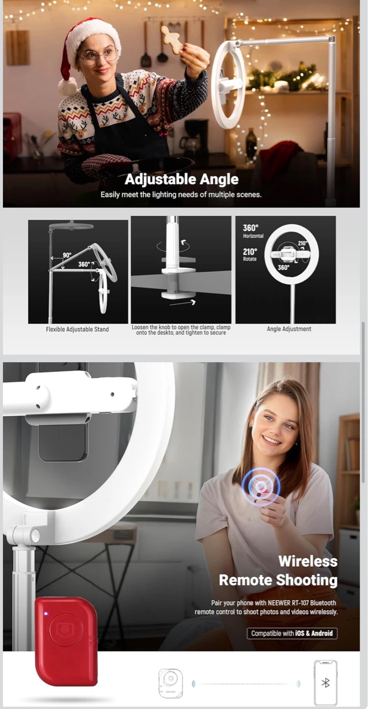 NEEWER RT-107 Ring Light with Phone Holder - photo 5