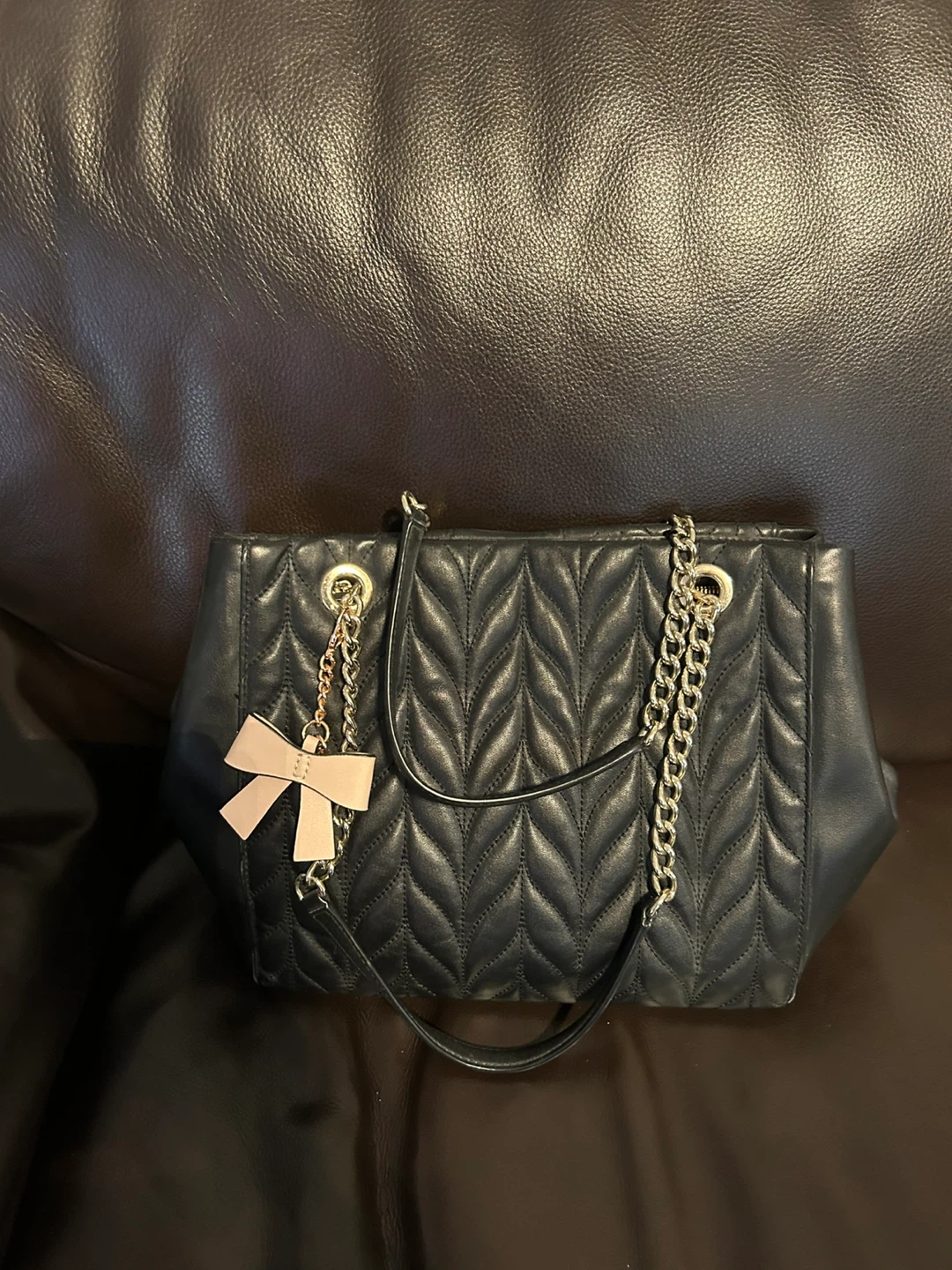 Kate Spade Black Quilted Leather Tote Bag