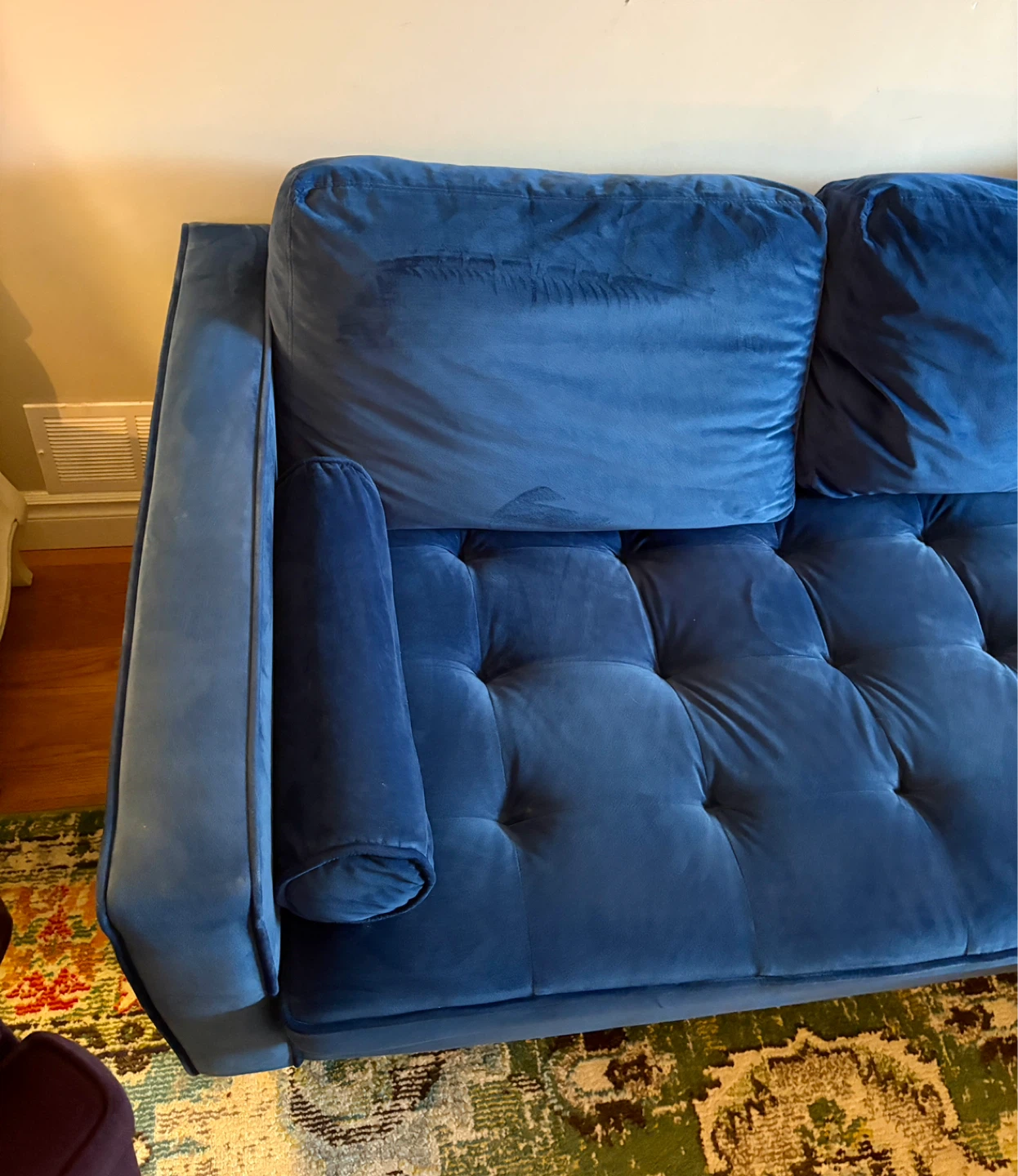 Blue Velvet Sectional Sofa with Chaise - photo 4