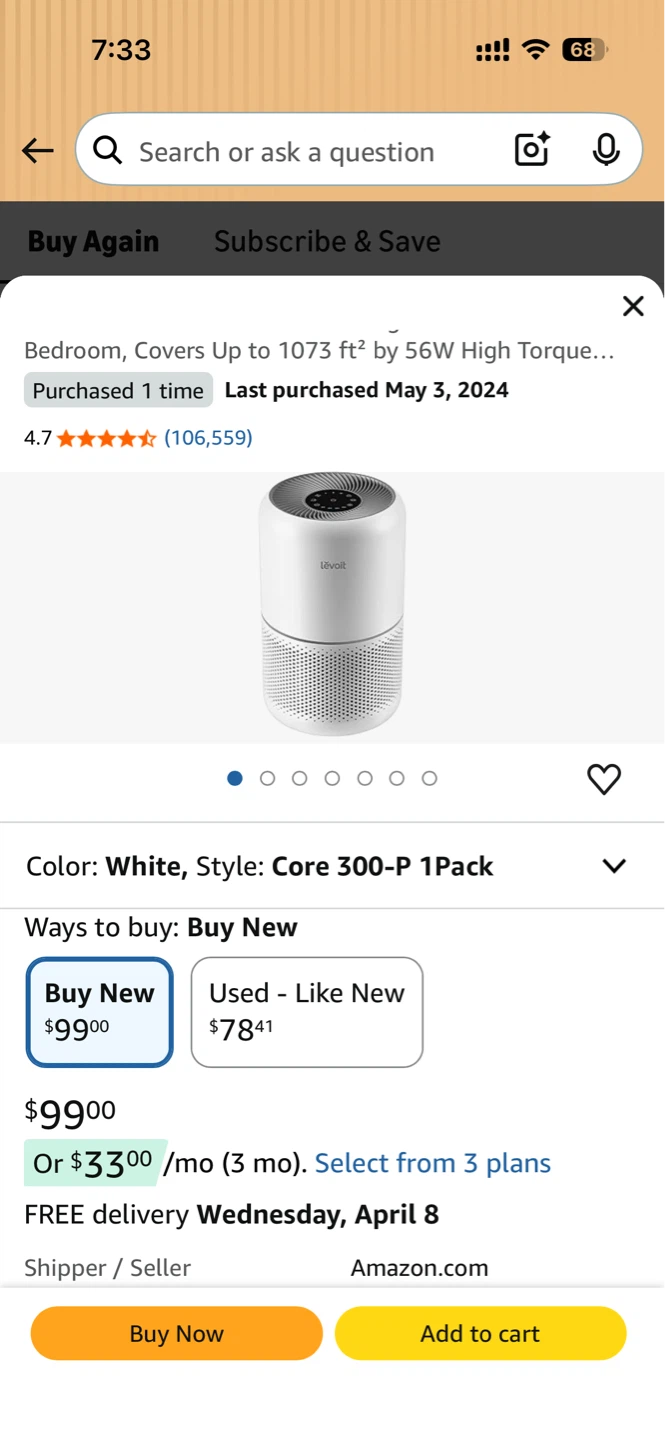 [Moving Sale] Levoit Core 300 Air Purifier (White)