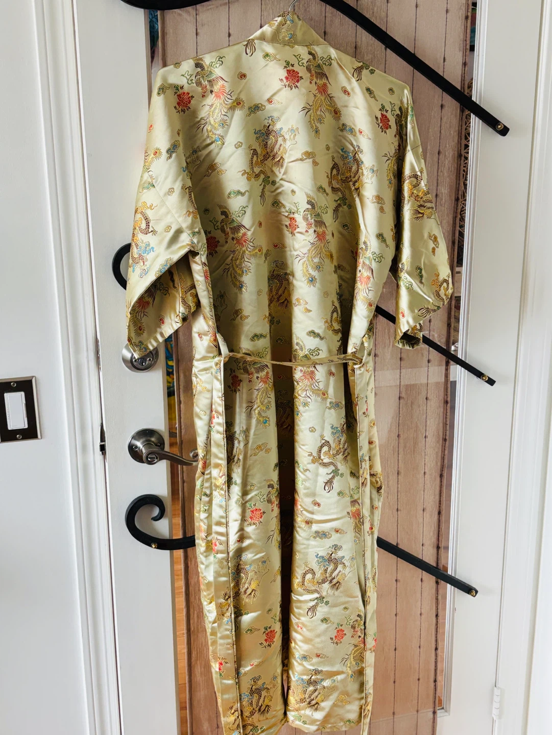 Silk Dragon and Phoenix Gold Kimono Housecoat / Robe - photo 3