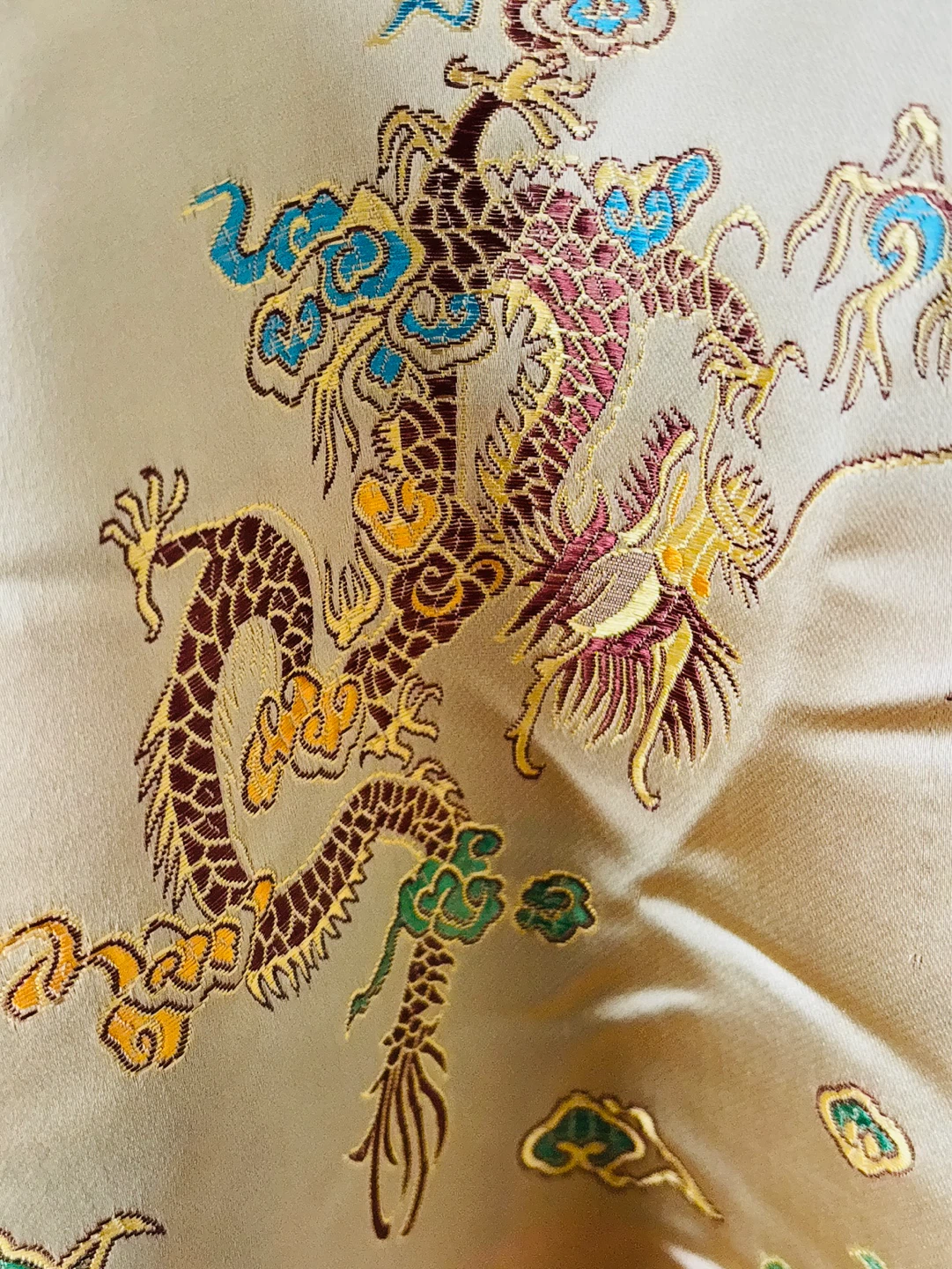 Silk Dragon and Phoenix Gold Kimono Housecoat / Robe - photo 4