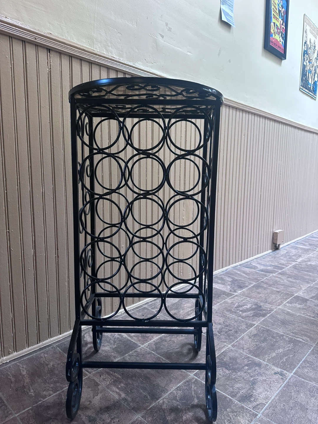 Black Metal Wine Rack with Glass Top - photo 3