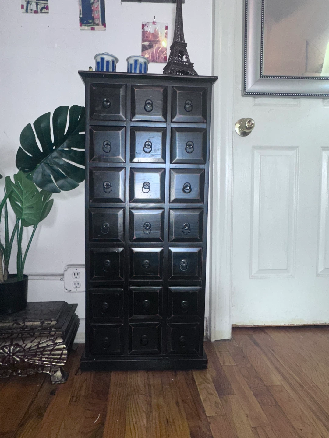 Black Apothecary Cabinet with 21 Drawers