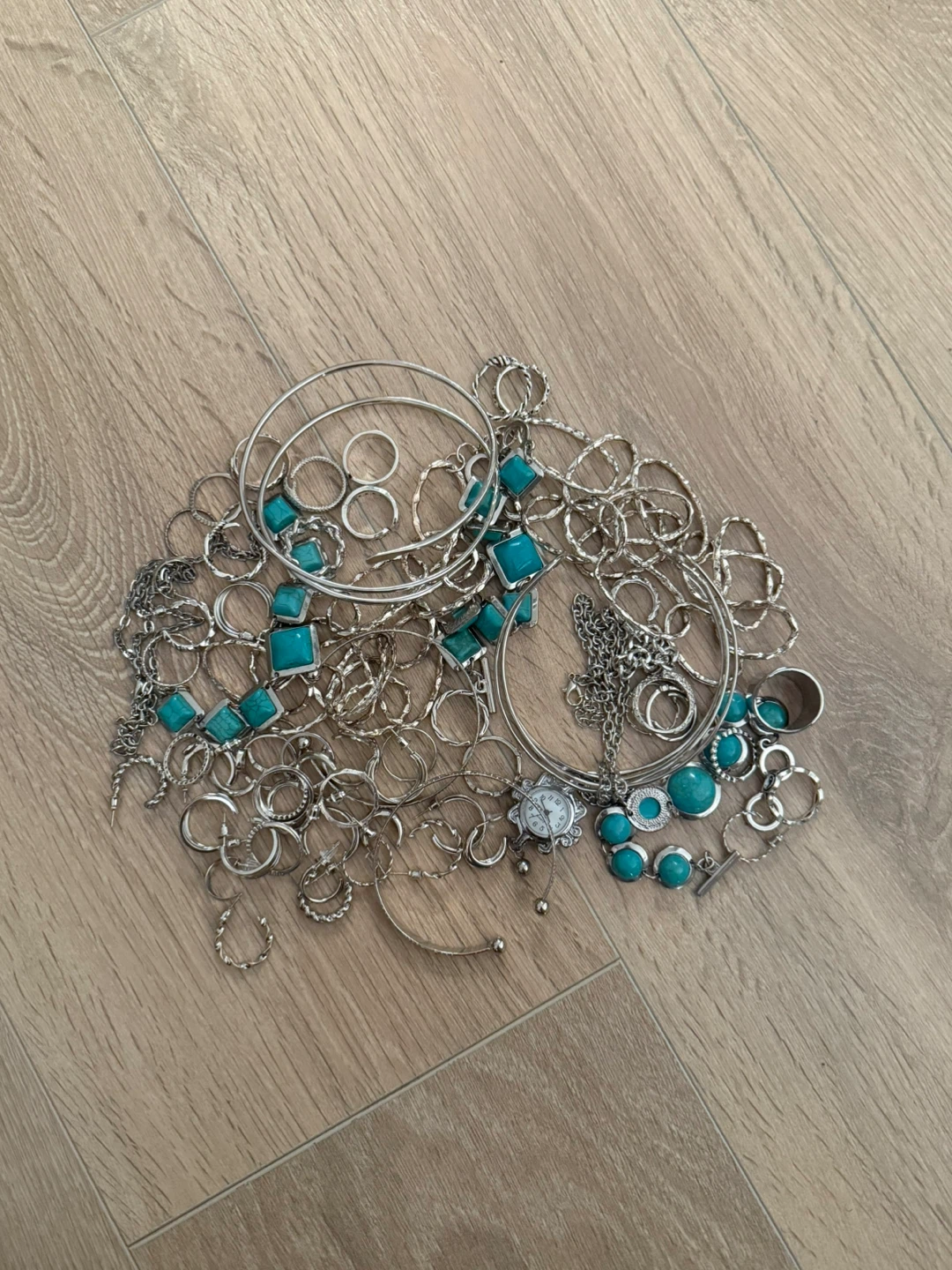 Assorted Silver Tone and Turquoise Jewellery