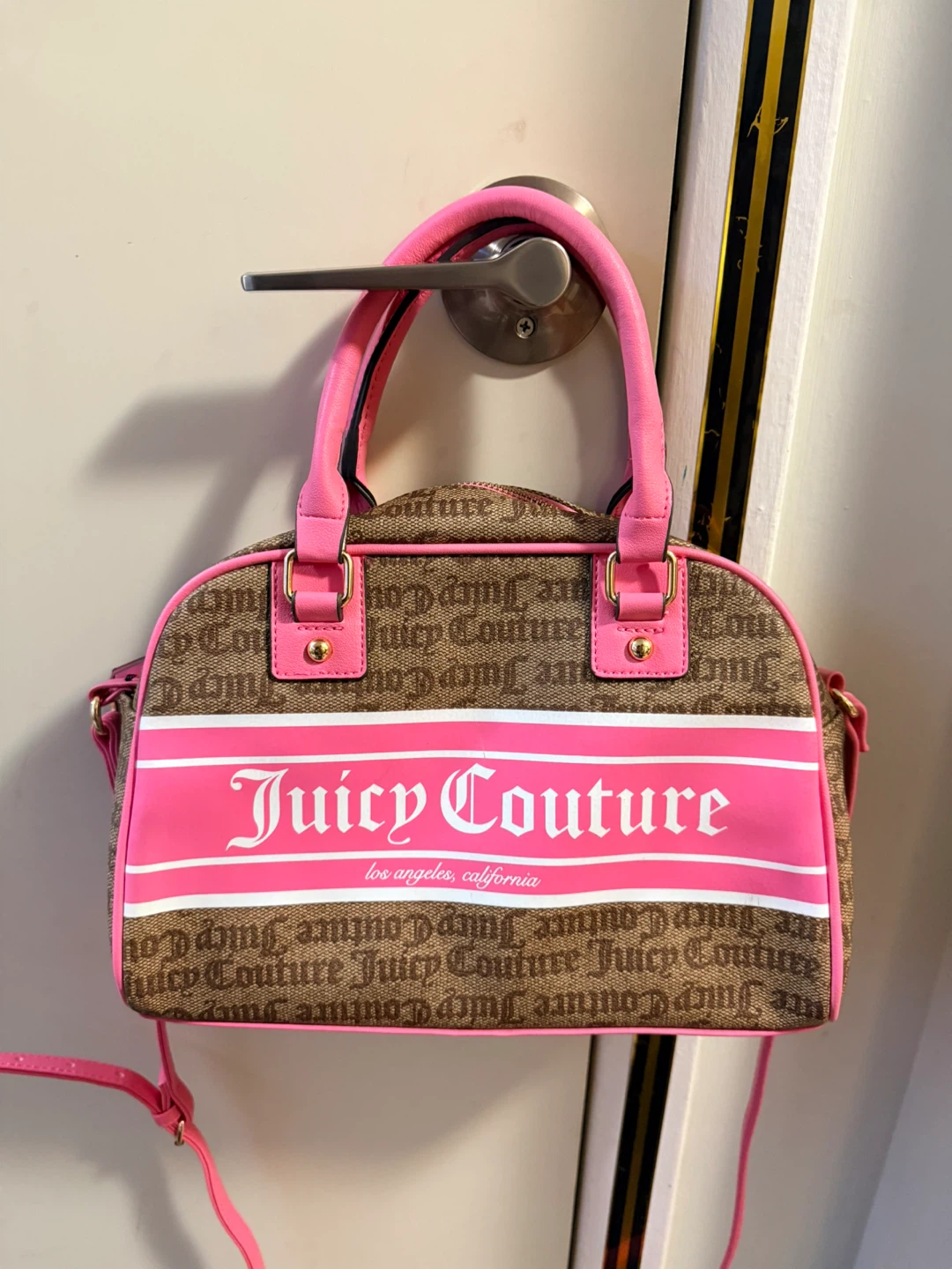 Juicy Couture Brown & Pink Monogram Shoulder Bag