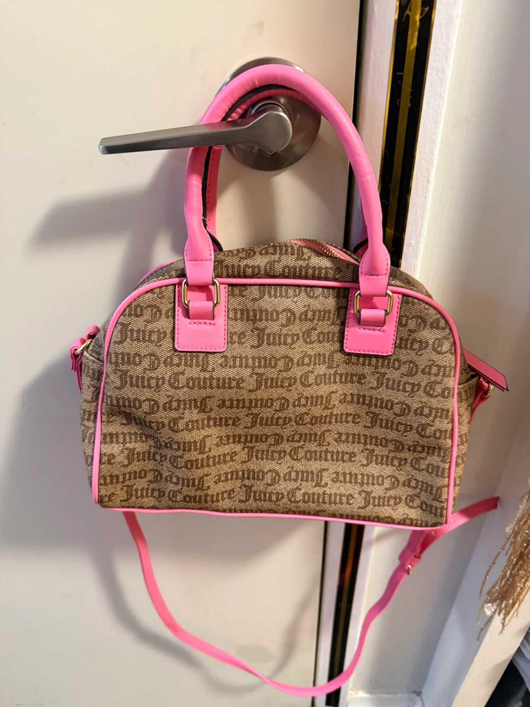 Juicy Couture Brown & Pink Monogram Shoulder Bag - photo 2