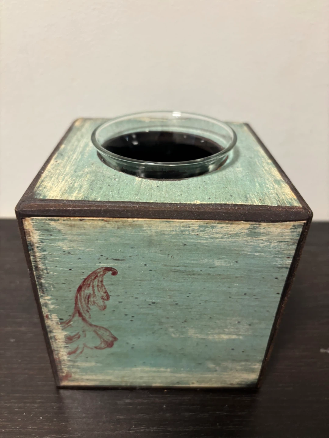 Wooden Decorative Box with Glass Insert for candle - photo 2