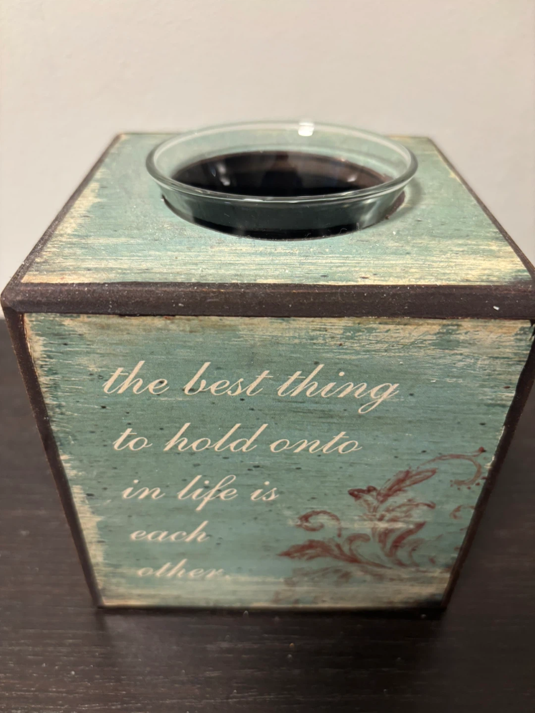 Wooden Decorative Box with Glass Insert for candle