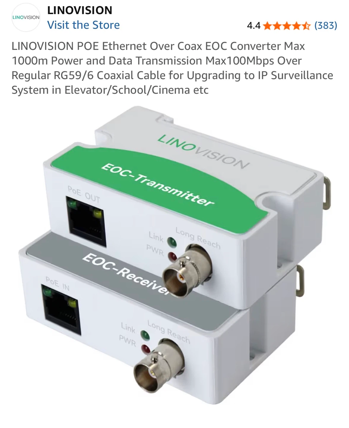 POE Ethernet Over Coax EOC Converter Set