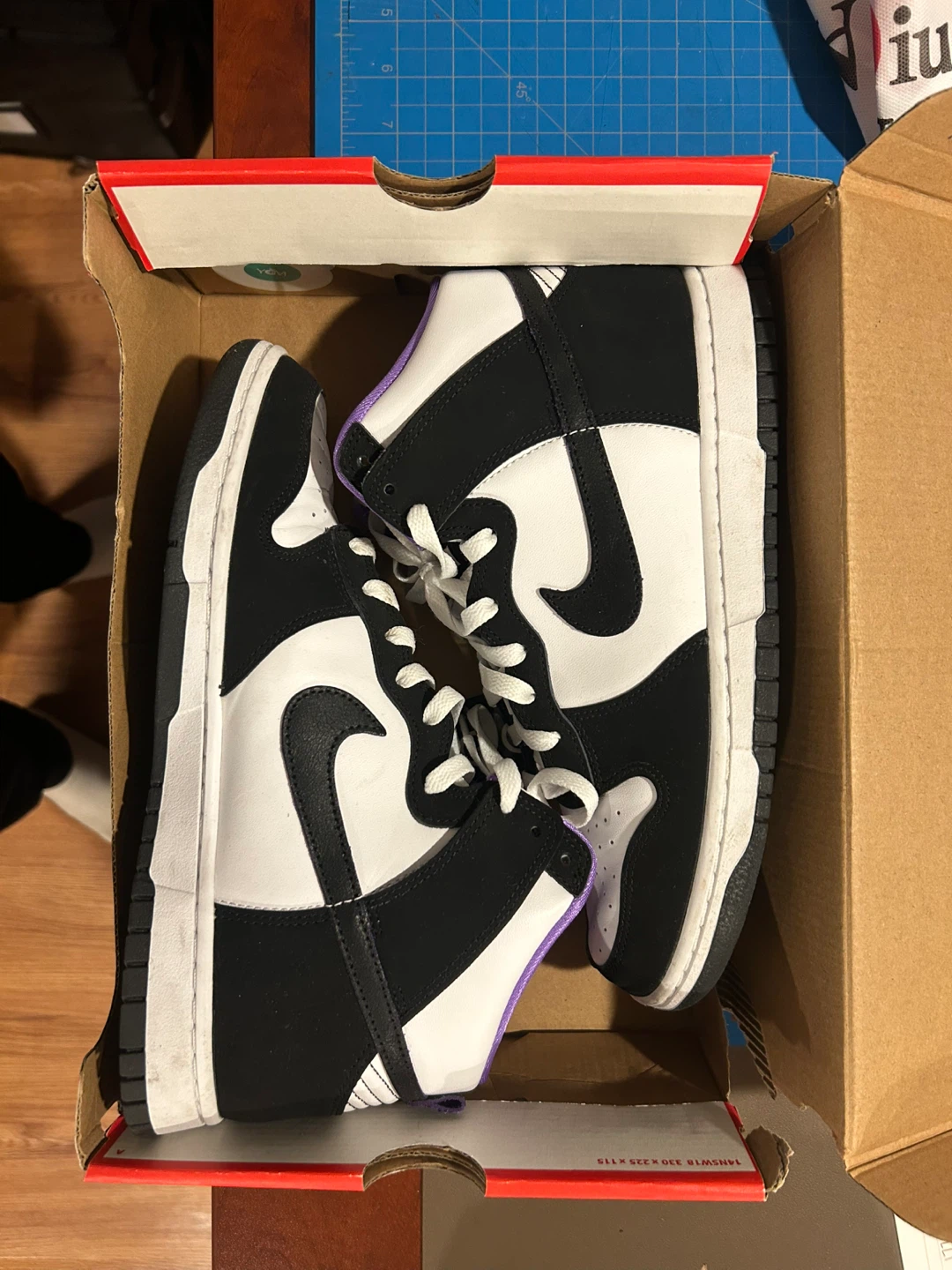 Nike Dunk High Top Sneakers Black White Purple - Size Unknown - photo 3
