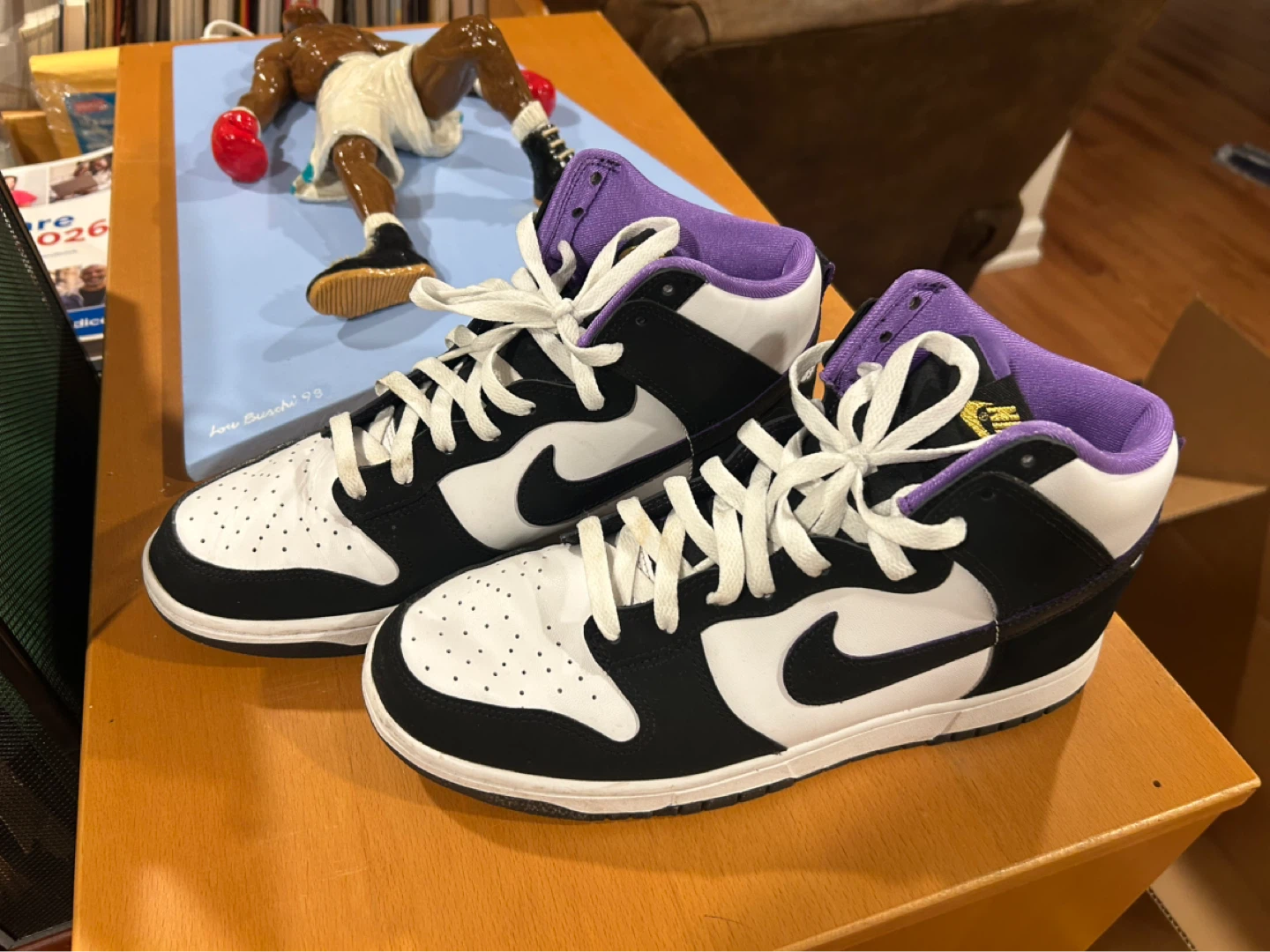 Nike Dunk High Top Sneakers Black White Purple - Size Unknown - photo 5