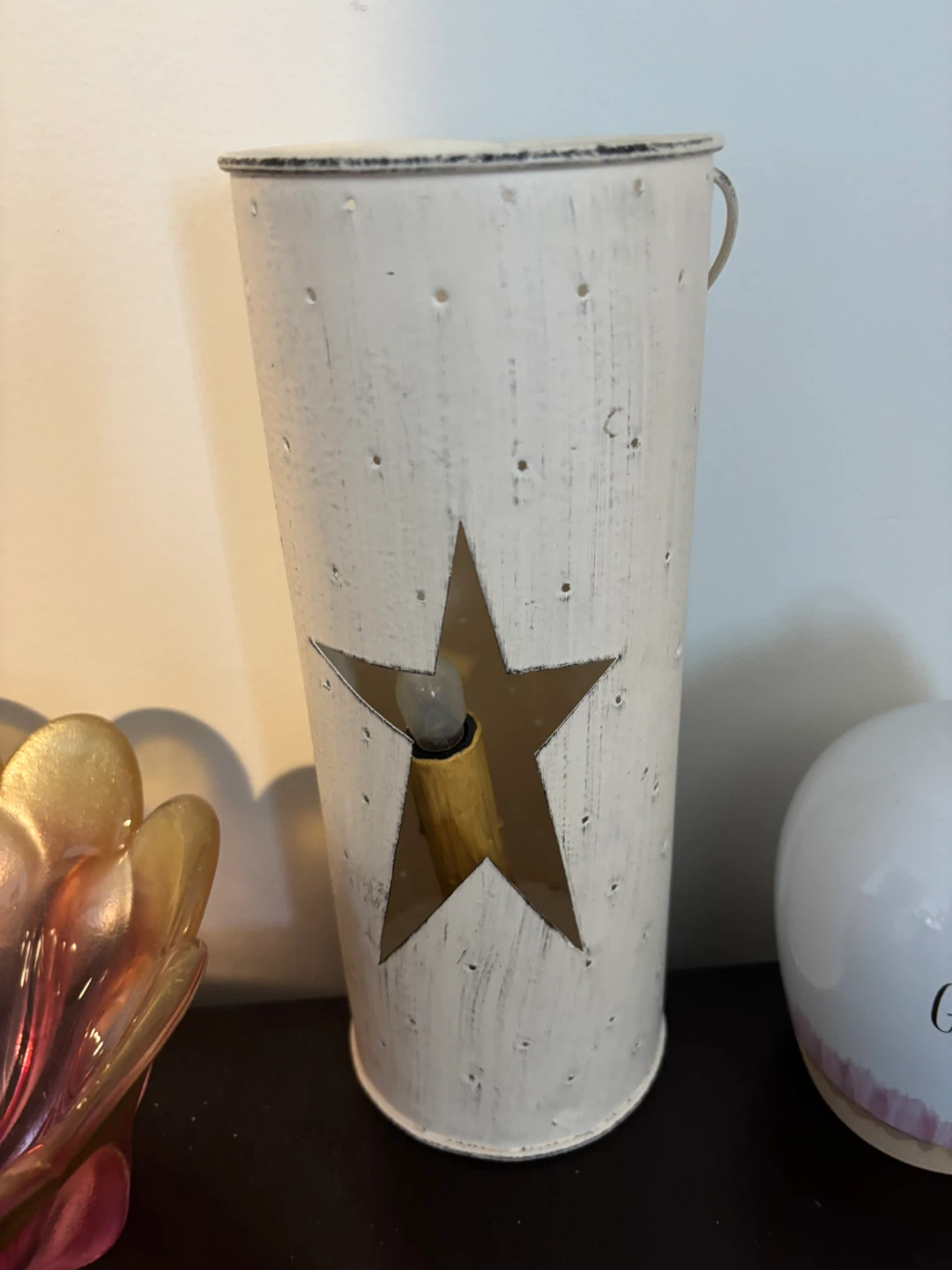 Vintage Metal Lantern with Star Cutout